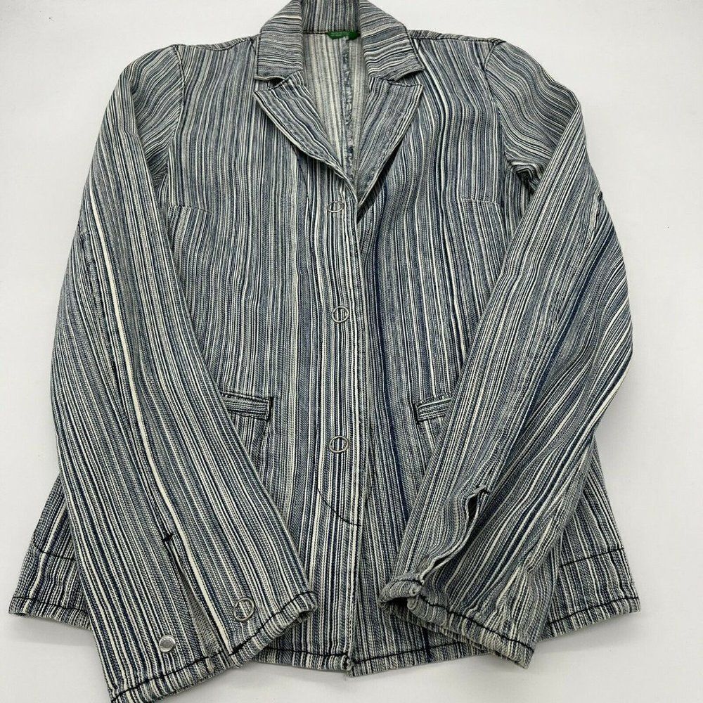 Benetton Taglia Striped Women’s Jacket size 40 blues Italy US 4-6